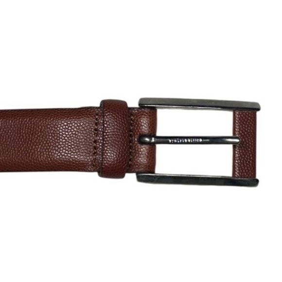 Martin Dingman Italian Calfskin Belt Mens Size 44 Brown Textured Buckle - Picture 3 of 6